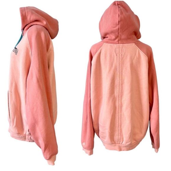 Guess Heavyweight Hooded Sweatshirt Hoodie Unisex Retails $118 Peach Colorblock - Picture 2 of 13